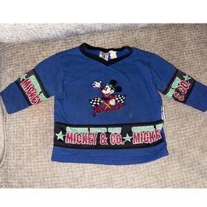 Kids Mickey and Co Racer Blue Long Sleeve Shirt Toddler Disney 2t
